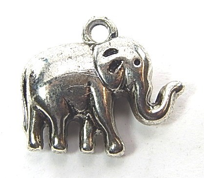 Anhänger, Acryl, Elefant, Silberfarben, 24x21mm