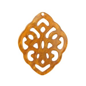 Resinanhänger, Raute, Barock, Golden Brown, 33x42mm