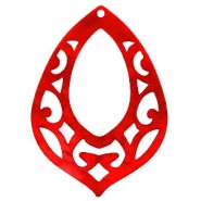 Resinanhänger, Barock, Tropfenform, Chilli Red, 42x60mm