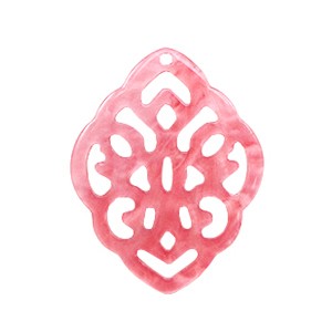 Resin Anhänger, Rhombus, Barock, Fruit Dove Pink, 33x42mm