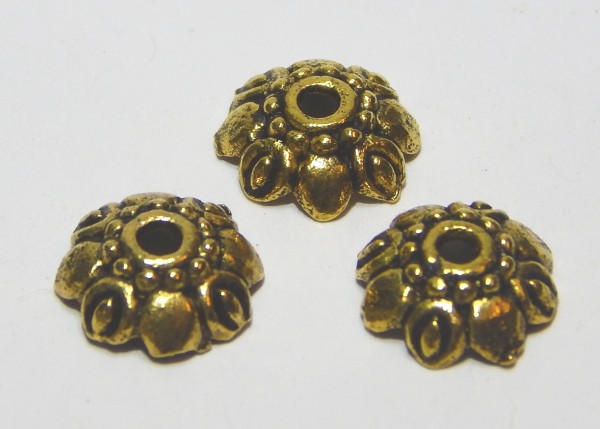 Perlkappen, Blüte, Goldfarben, 10x7mm