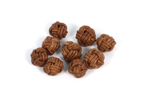 Lederperlen, geflochten, Braun, 10mm