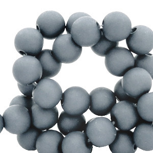 Perlen aus Acryl, Concrete Grey, rund, matt, 4mm
