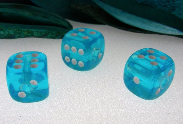 Würfelperlen, transparent, Türkis, 12x12mm