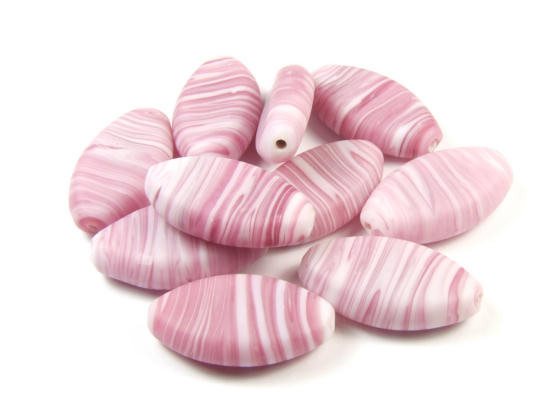 Riesenperle, oval, Rosa-Weiß marmoriert, 30x17mm