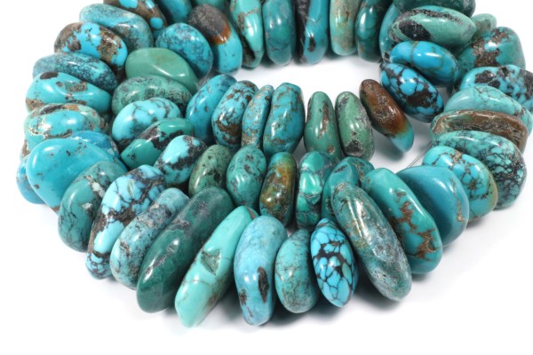 Türkis, Chips in verschiedenen Größen, Strang, 10-20mm