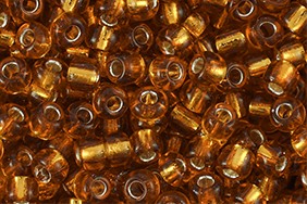 Indianerperlen, rund, Copper Brown mit Silberfolieneinzug, 15gr., 12/0, 2mm