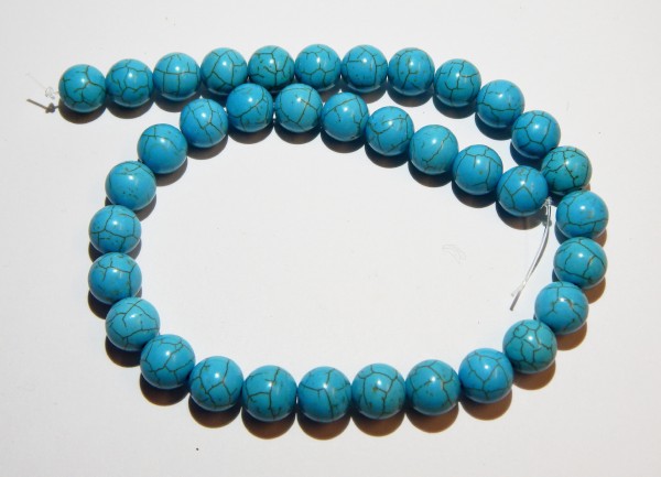 Türkis Perlen, Strang, 12mm