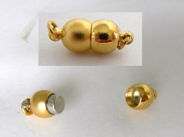 Magnetverschluss, Vergoldet, glänzend/matt, 15x6mm