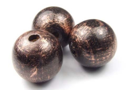 Holzperlen, Kupferfarben/Schwarz, Metallic Look, 24mm