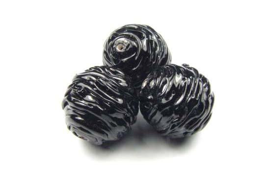 Hohlperle, böhmisch, Lackschwarz, 20mm