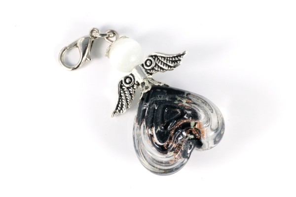 Perlenengel aus Glasperlen, Schwarz – Handarbeit & Unikat