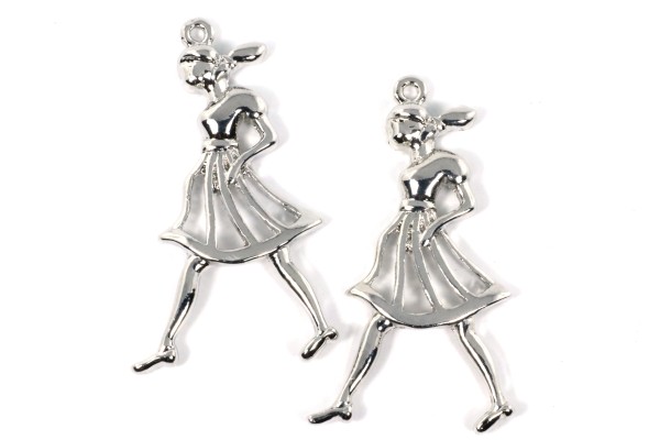 Anhänger, Teenager, Nickelfarben, 42x19mm