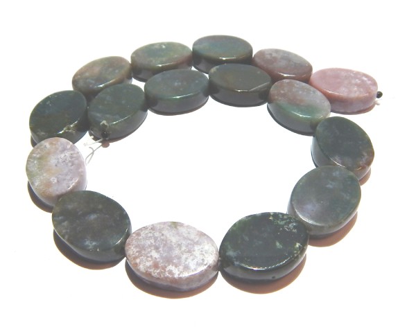 Achat, bunt, Strang, Oval, 25mm