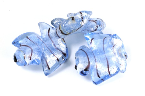 Glasperlen mit Silberfolieneinzug, Hellblau, 20x20mm