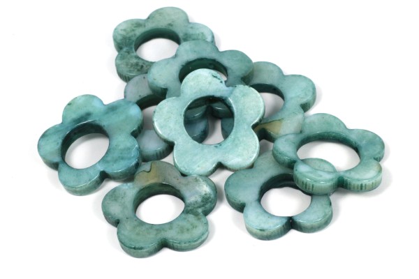 Muschelperlen, Blume, Blaugrau, 19mm