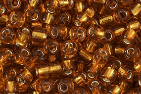 Rocailles, rund, Copper Brown mit Silberfolieneinzug, 15gr, 6/0, 4mm