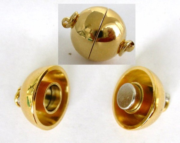 Power-Magnetverschluss, rund, Vergoldet, 12mm