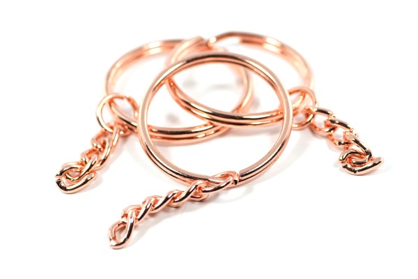Schlüsselring mit Kette, Rosegoldfarben, 55x28mm