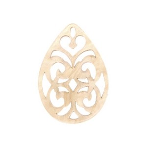 Resin Anhänger Barock Tropfen Helles Beige (Light Semolina) 38x27mm