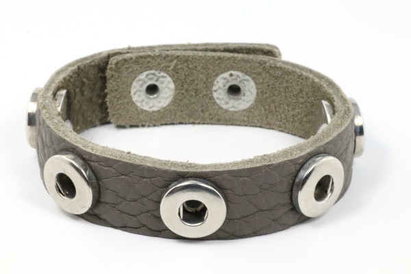 Lederarmband für 5 Mini Druckknöpfe, weich, Schlamm, 16-18cm