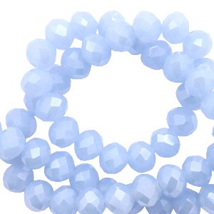 Glasperlen, Facettschliff, Rondelle, Light Blue-Pearl Shine coating, 6x4mm