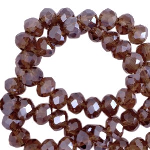 Schliffperlen, Rondelle, Aubergine Purple-Pearl Shine coating, 4x3mm