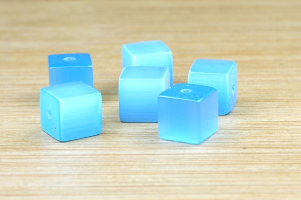 Cateye Würfel, Türkis, 8x8mm