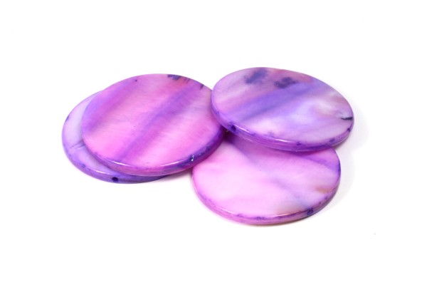 Muschelperlen, Scheiben, Lila, 30mm