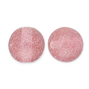 Acrylperlen zum Basteln, rund, Mauve Pink, mit silberfarbenem Glitzer, 12mm