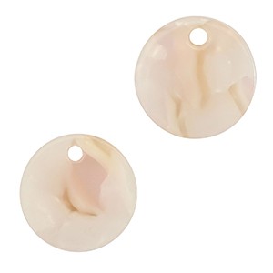 Anhänger zum Basteln, Resin, rund, Pearl White-Pink, 12mm