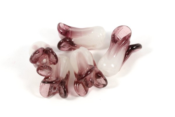 Lampenperle, Blütenkelch, weiß/lila, 15x20mm