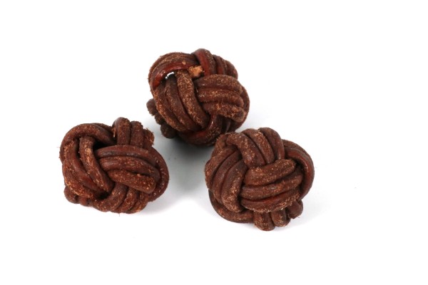 Lederperlen, geflochten, Braun, 18mm