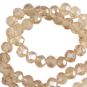Glasschliffperlen, Rondelle, Latte Beige-Pearl Shine coating, 4x3mm