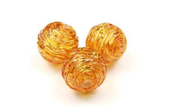 Hohlperlen, böhmisch, Bernstein hell, 16mm