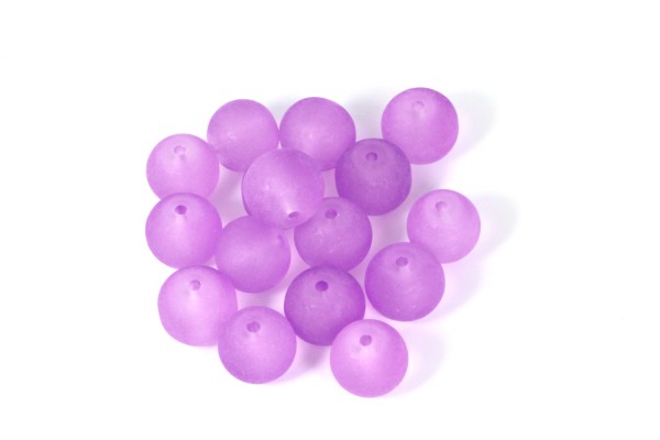 Glasperlen, satiniert, matt, Violett, 10mm