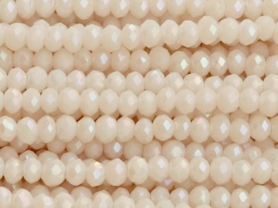 Schliffperlen, Rondelle, Creme AB, 1.7x2.5mm, ca. 175 Stück per Strang