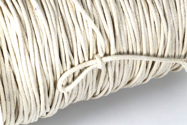 Baumwollband, gewachst, Creme, 1.5mm