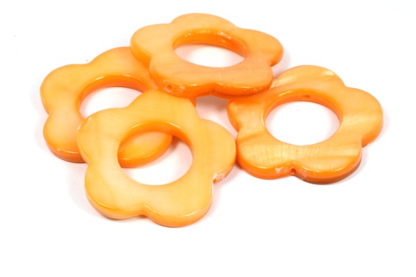 Muschelperlen, Blume, Orange, 24mm