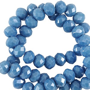 Schliffperlen, Rondelle, Seaport Blue-Pearl Shine coating, 6x4mm