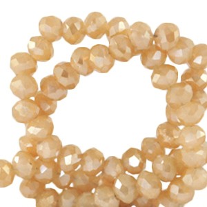Schliffperlen, Rondelle, Peachy Beige-Pearl Shine coating, 4x3mm