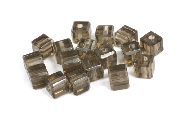 Kristall-Glaswürfel, Grau, 6x6mm
