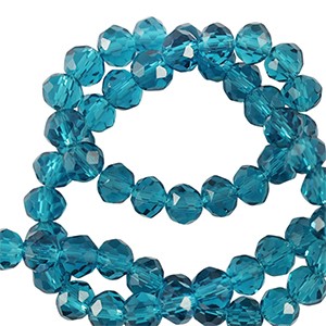 Glasschliffperlen, Rondelle, Teal Blue, 4x3mm