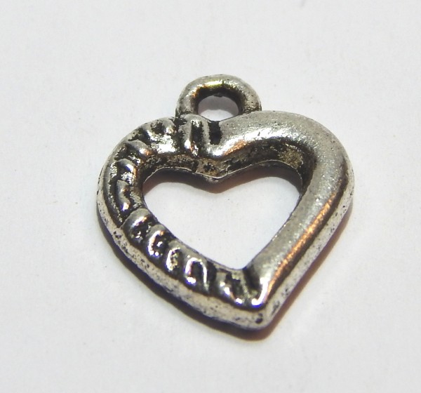 Anhänger, Herz, Antik Silberfarben, 17x13m