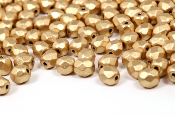 Böhmische Schliffperlen, feuerpoliert, Farbe: Aztec Gold, 4mm, 50 Stück