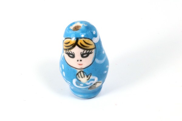 Porzellanperlen, Matroschka, Türkis, 26x15mm