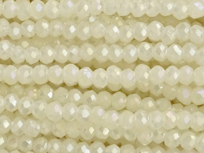 Schliffperlen, Rondelle, Creme AB II, 1.7x2.5mm, ca. 175 Stück per Strang