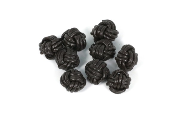 Lederperlen, geflochten, Dunkelbraun, 10mm