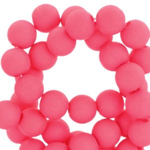 Bastelperlen, Acryl, rund, Neon Pink, matt, 8mm