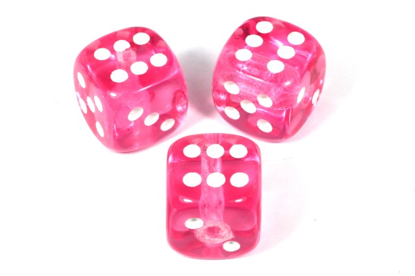 Würfelperlen, transparent, Rosa, 12x12mm